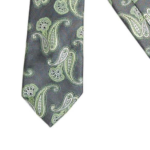 Christian Aujard Paisley Tie Men’s 60.25” Green Floral Persian Polyester Classic - Picture 1 of 4